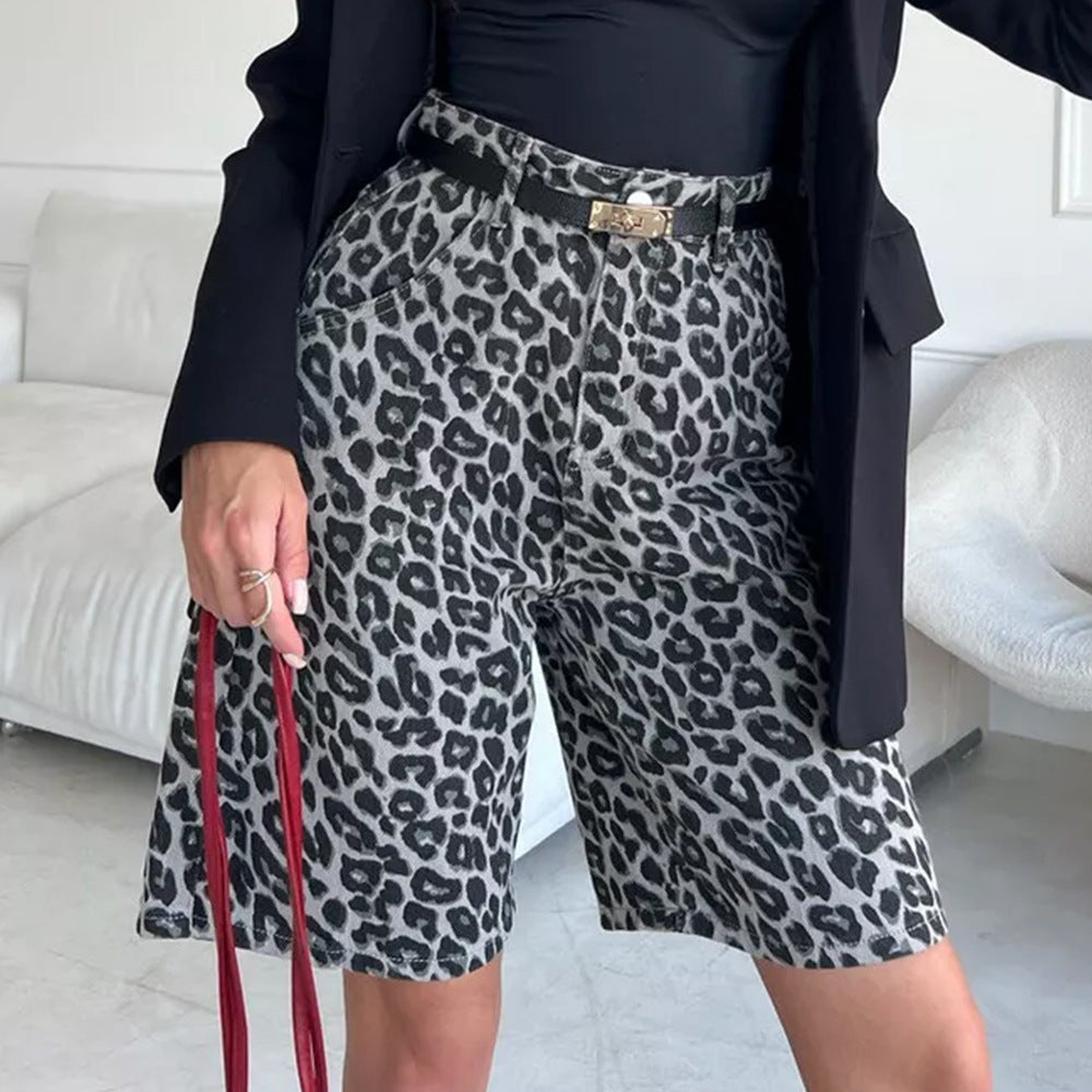 Damen Leopardenmuster Shorts Drune
