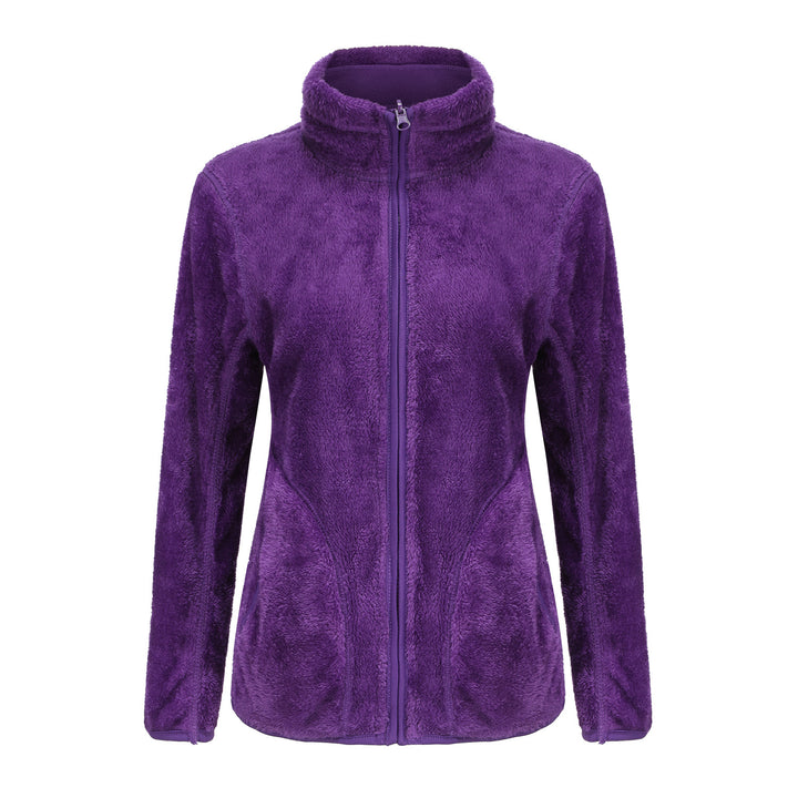 Damen nan kuschelige Fleecejacke mit hohem Stehkragen, durchgehendem Reißverschluss und figurformenden Nähten Drune