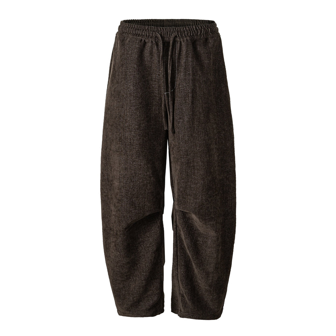 Damen Locker geschnittene Cropped-Hose mit hohem elastischem Bund und Kordelzug aus strukturierter Leinenmischung Drune