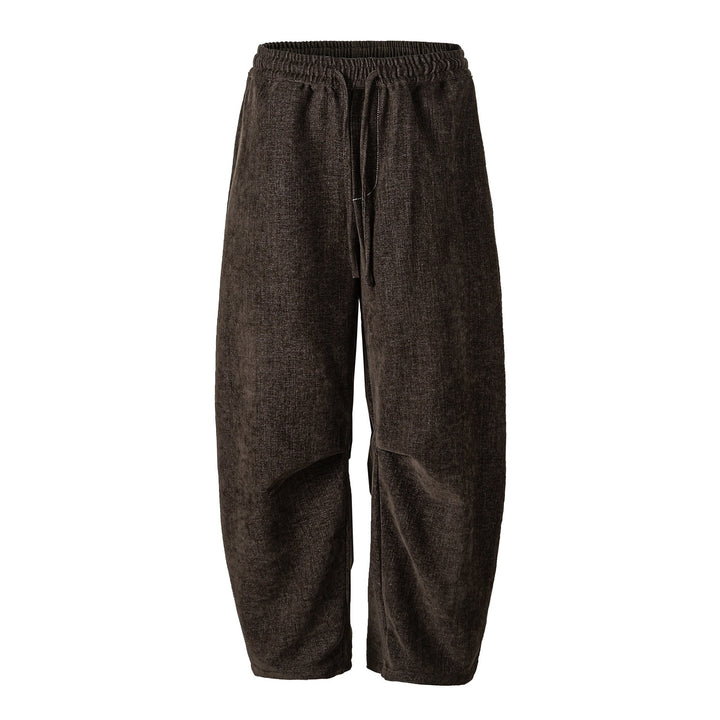 Damen Locker geschnittene Cropped-Hose mit hohem elastischem Bund und Kordelzug aus strukturierter Leinenmischung Drune
