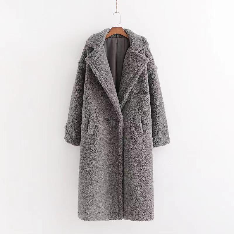 Drune | Langer Übergroß Schnitt Weiches Teddy Fleece Reverskragen Warm Und Bequem
