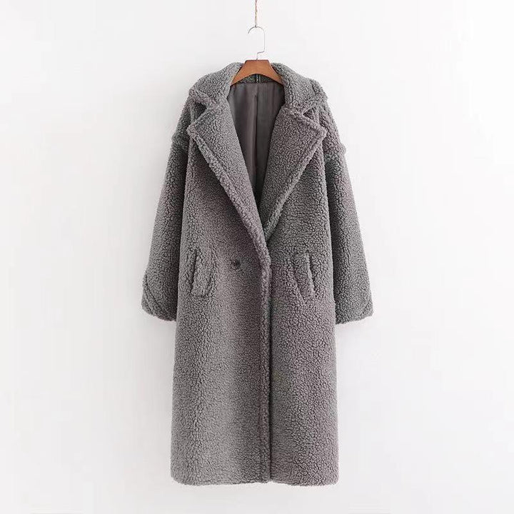 Drune | Langer Übergroß Schnitt Weiches Teddy Fleece Reverskragen Warm Und Bequem