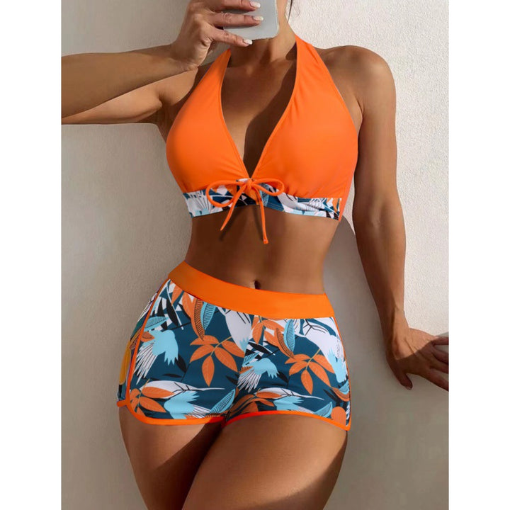 Damen Hochgeschlossen Bikini mit verspieltem Blumenmuster Drune
