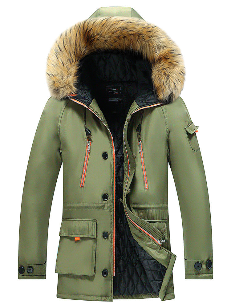 Herren Urbaner Winterparka im Fieldstil mit abnehmbarem Kunstfellbesatz und multifunktionalen Taschen Drune
