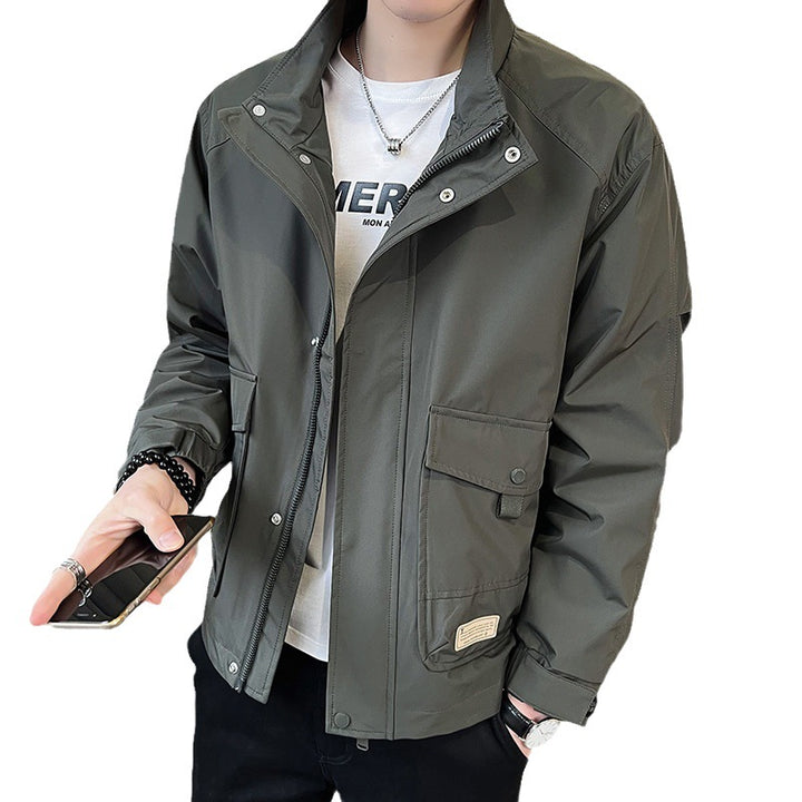 Herren trendige Feldjacke mit praktischen Taschen und verstellbarem Kragen Drune