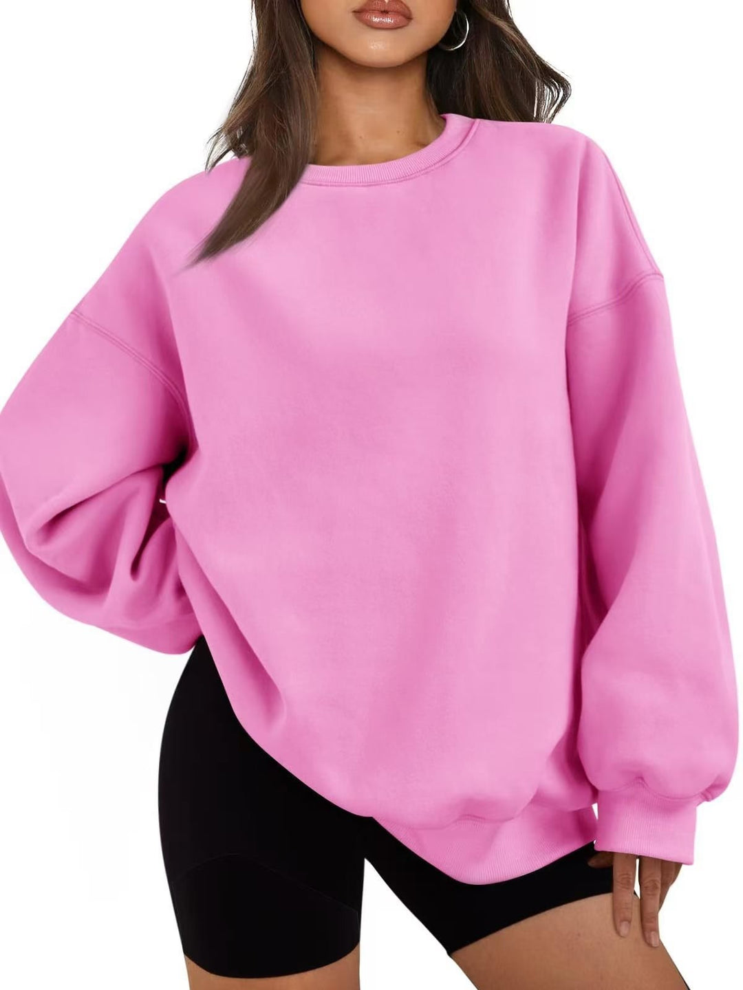 Damen Oversized Sweatshirt mit Rundhalsausschnitt, extraweichem French‑Terry und überschnittener Schulter Drune