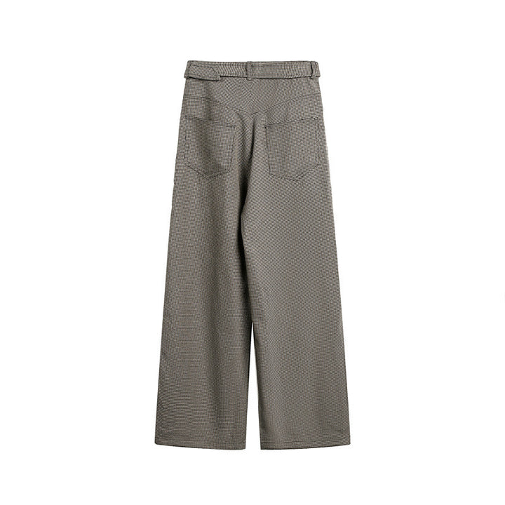 Damen Weite High‑Waist Culotte‑Hose mit Bindegürtel und Glencheck‑Muster Drune