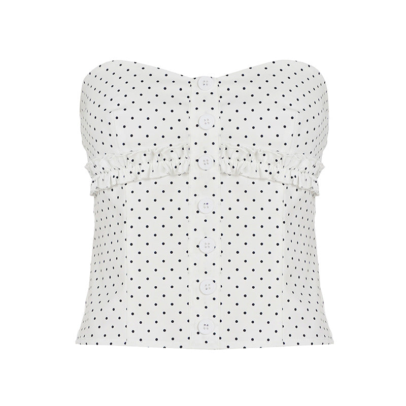 Damen Bandeau-Top mit Rüschendetail und Knopfverschluss Drune
