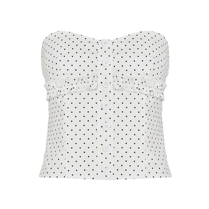 Damen Bandeau-Top mit Rüschendetail und Knopfverschluss Drune