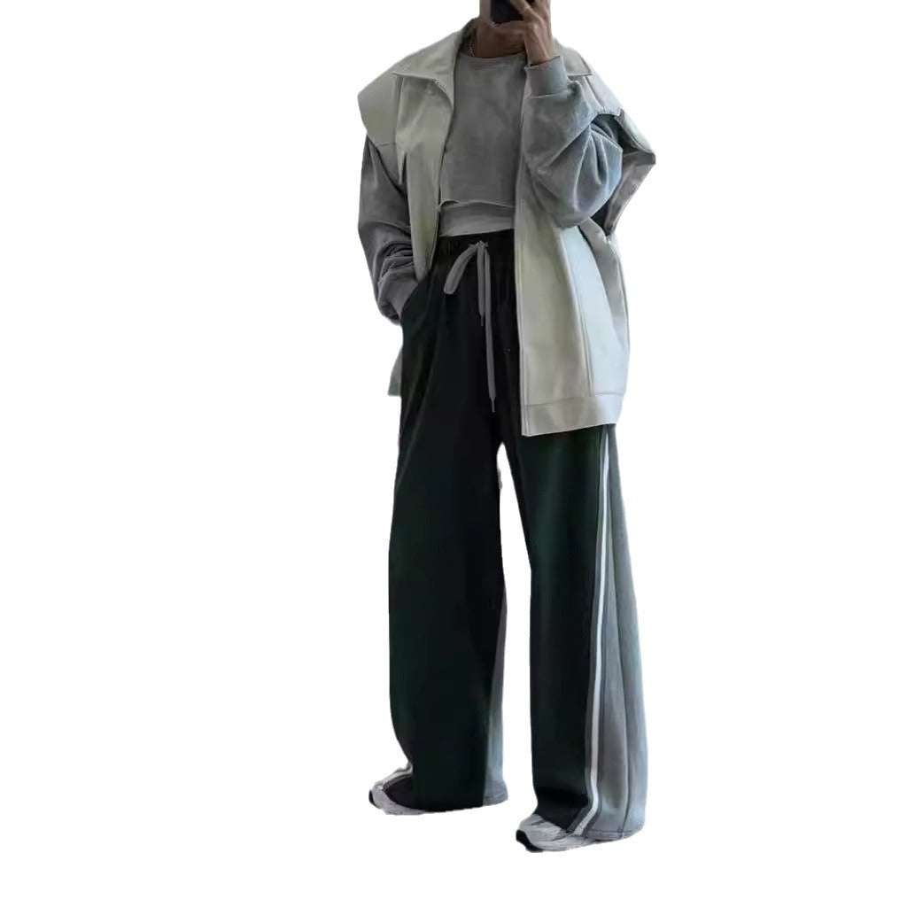 Unisex weite zweifarbige Jogginghose mit Seitenstreifen und Tunnelzug Drune