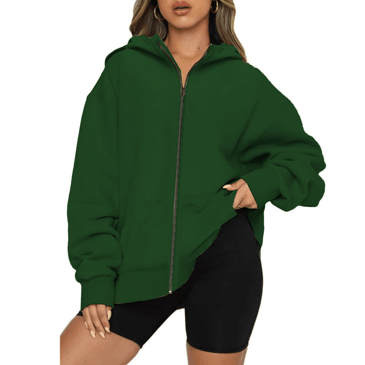 Damen nan leichte Zip-Kapuzenjacke im Relaxed-Fit mit Kängurutasche und gerippten Bündchen Drune