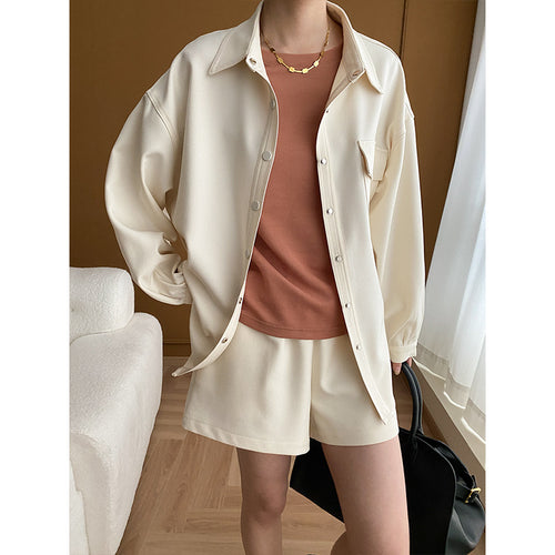 Damen Kurzarmbluse und Shorts-Set Drune