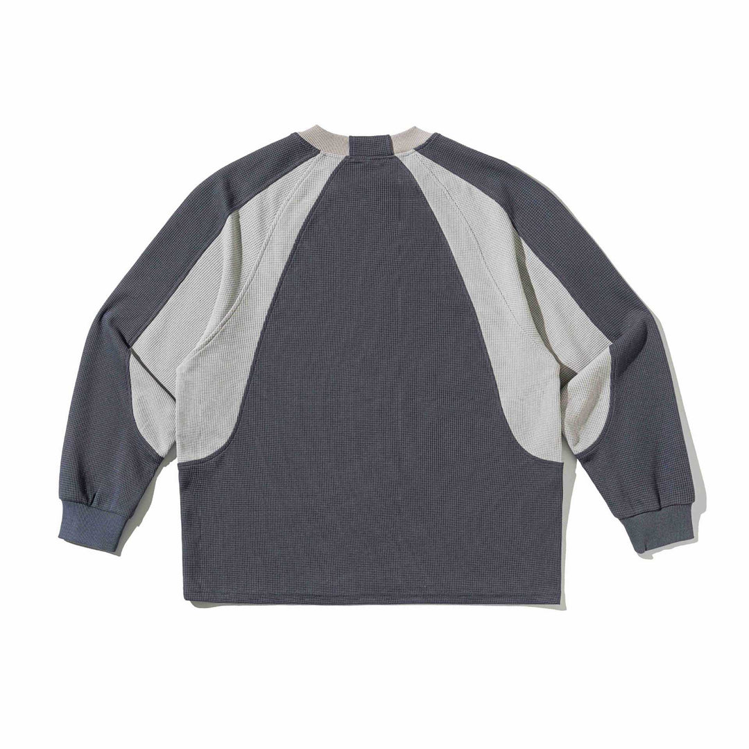 Herren Waffelstruktur-Sweatshirt mit Raglanärmeln und kontrastierenden Einsätzen Drune