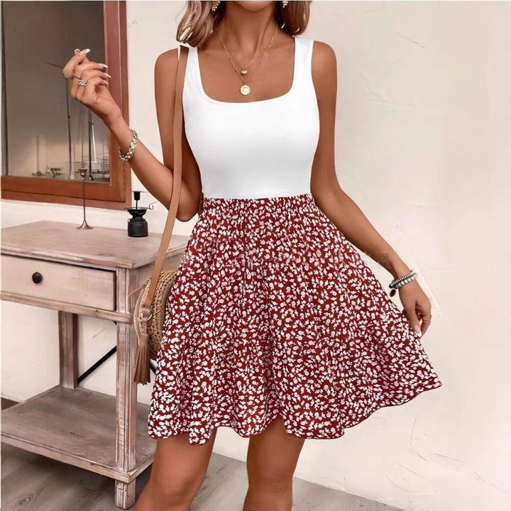 Damen Sommerkleid mit verspieltem Blumenmuster und körpernaher Passform Drune