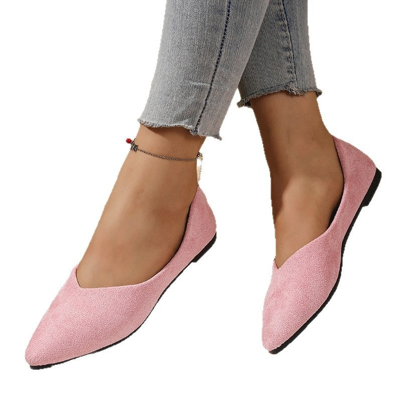 Damen nan spitze Ballerina-Slipper aus Veloursoptik mit gepolsterter Komfortinnensohle Drune