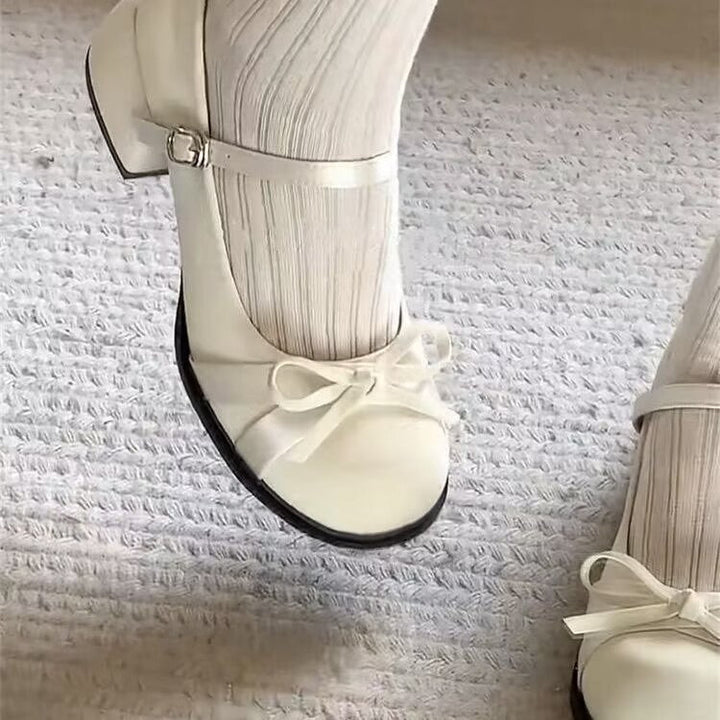 Damen Elegante Mary Jane Schuhe mit dekorativen Schleifen und großzügigem Blockabsatz Drune