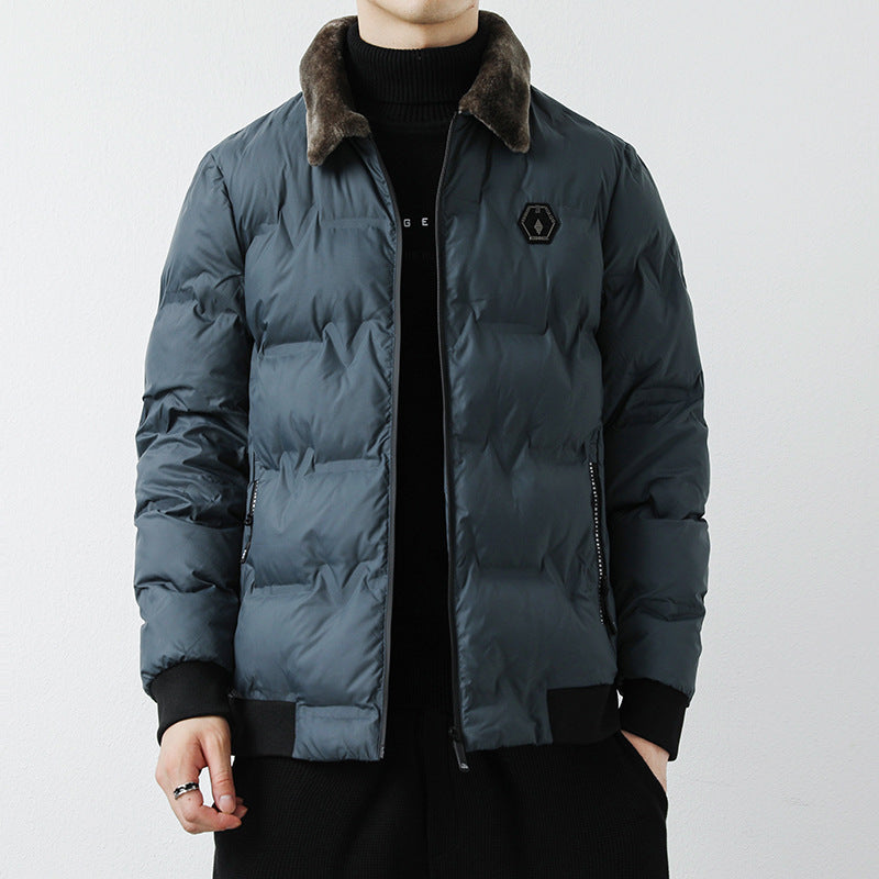 Herren Modische Steppjacke mit Kunstfellkragen Drune