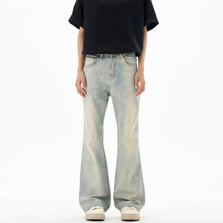 Damen Bodenlange Flared-Denim-Jeans mit extra weitem Bein und niedriger Bundlinie Drune