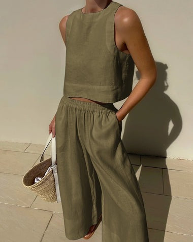 Femme Entspanntes Fit Leinen Co-Ord Set Drune