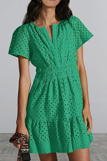 Damen Sommerliches Kurzkleid mit Stickerei Drune