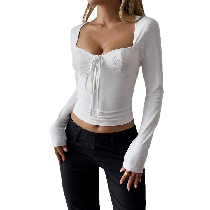 Damen nan tailliertes Bustier-Top mit quadratischem Ausschnitt, Spitzencups und Bindeband Drune