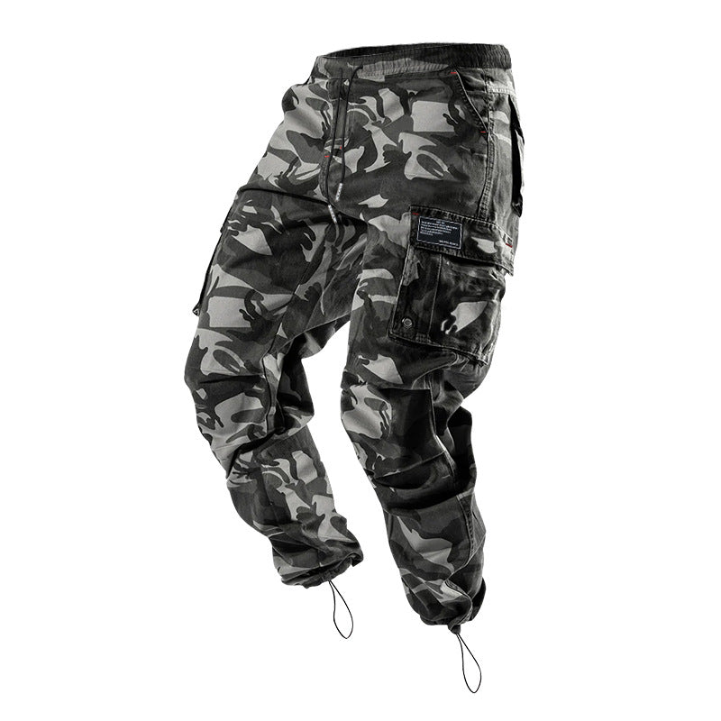 Herren nan Multitaschen-Freizeithose aus Baumwoll-Twill mit konischem Bein und verstellbarem Knöchelzug Drune