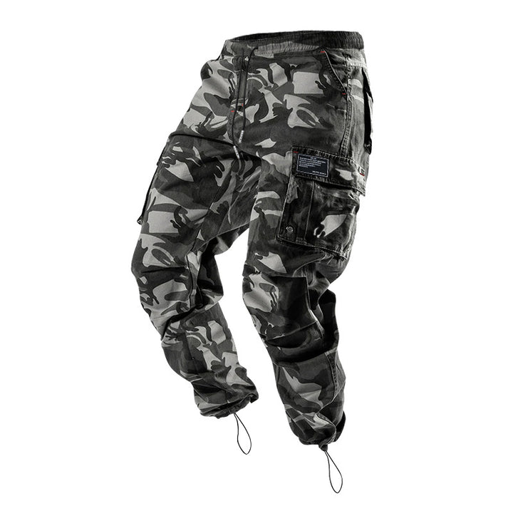 Herren nan Multitaschen-Freizeithose aus Baumwoll-Twill mit konischem Bein und verstellbarem Knöchelzug Drune
