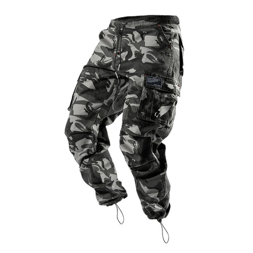 Herren nan Multitaschen-Freizeithose aus Baumwoll-Twill mit konischem Bein und verstellbarem Knöchelzug Drune