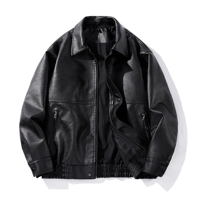 Herren Kunstlederjacke mit elastischem Bund Drune