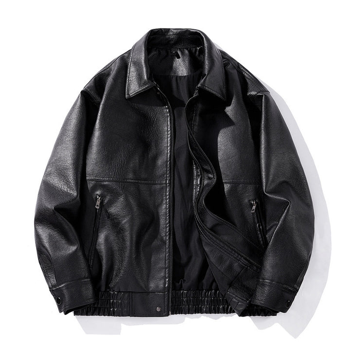 Herren Kunstlederjacke mit elastischem Bund Drune