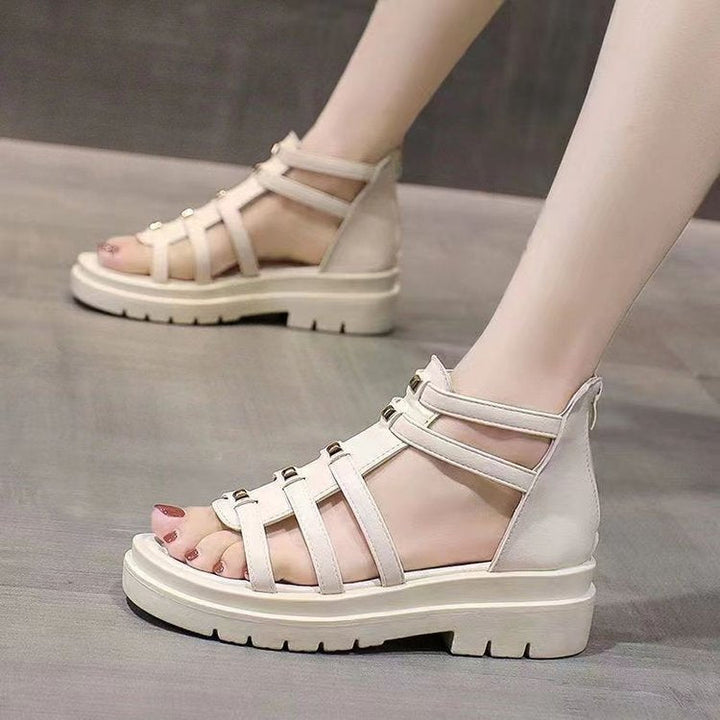 Damen nan gladiatorische Plateausandalette mit gepolstertem Komfortfußbett, profilierter Plateausohle und Rückreißverschluss Drune