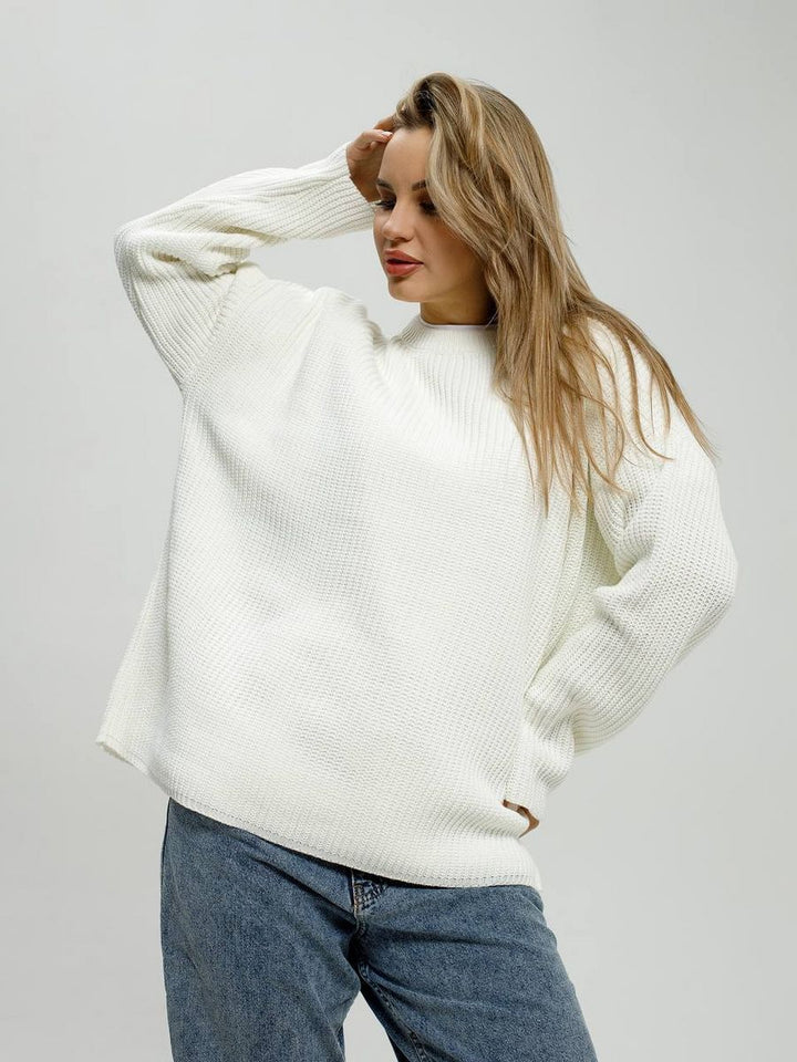Damen Grob gestrickter Komfortpullover mit Rundhalsausschnitt Drune