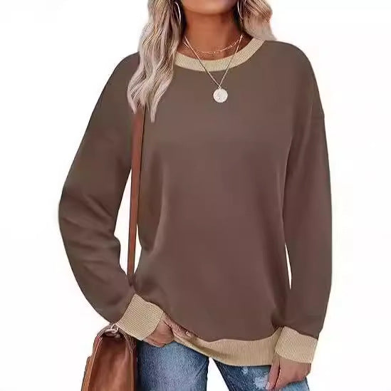 Damen bequemer Sweatshirt mit Raglanärmeln und dekorativem Kragen Drune