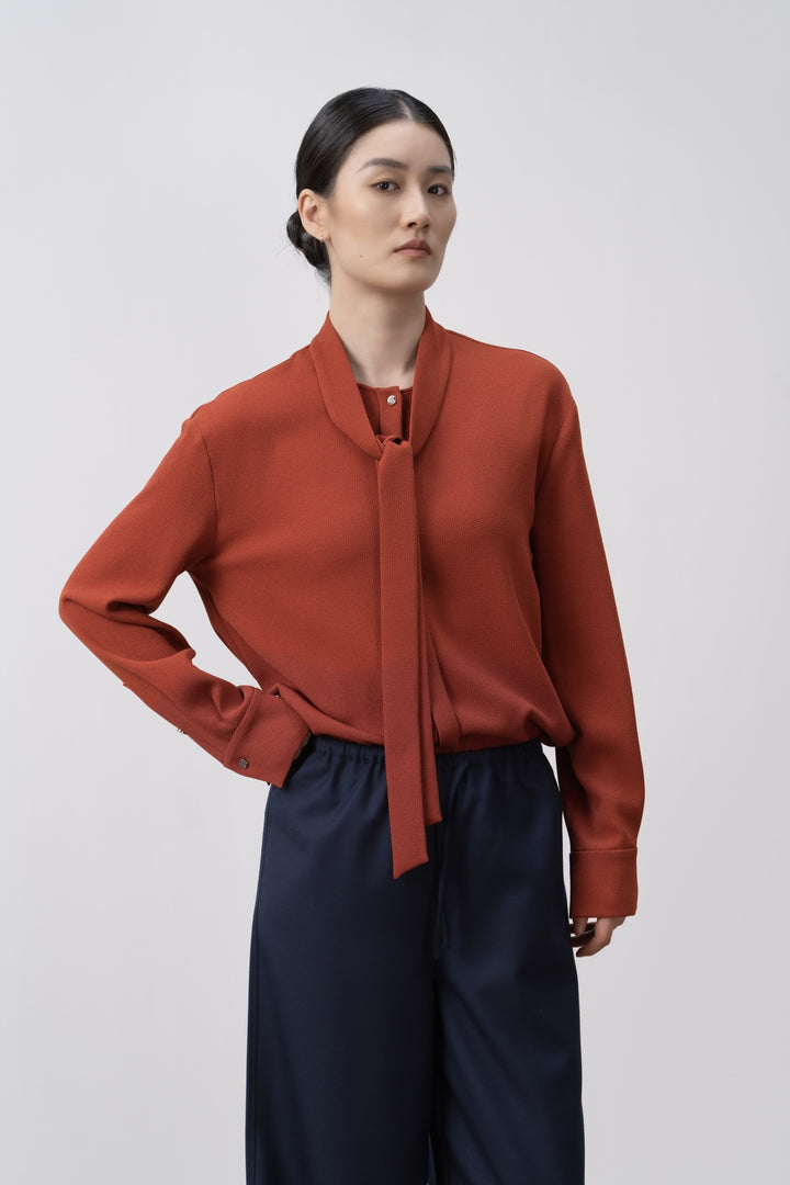 Damen Elegante Schleife Bluse Drune