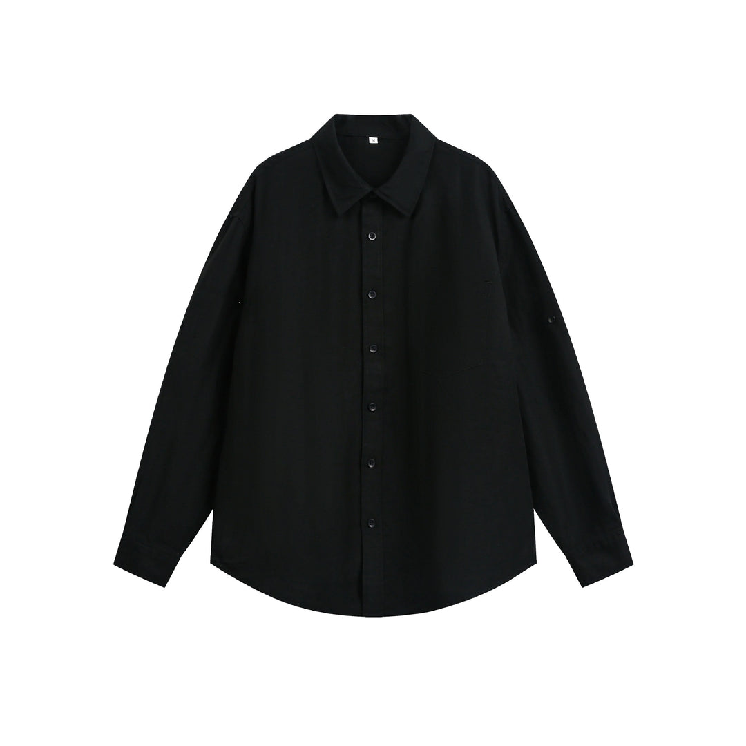 Unisex Oversize‑Hemdjacke aus leichter Leinenmischung mit Kentkragen und aufgesetzter Brusttasche Drune
