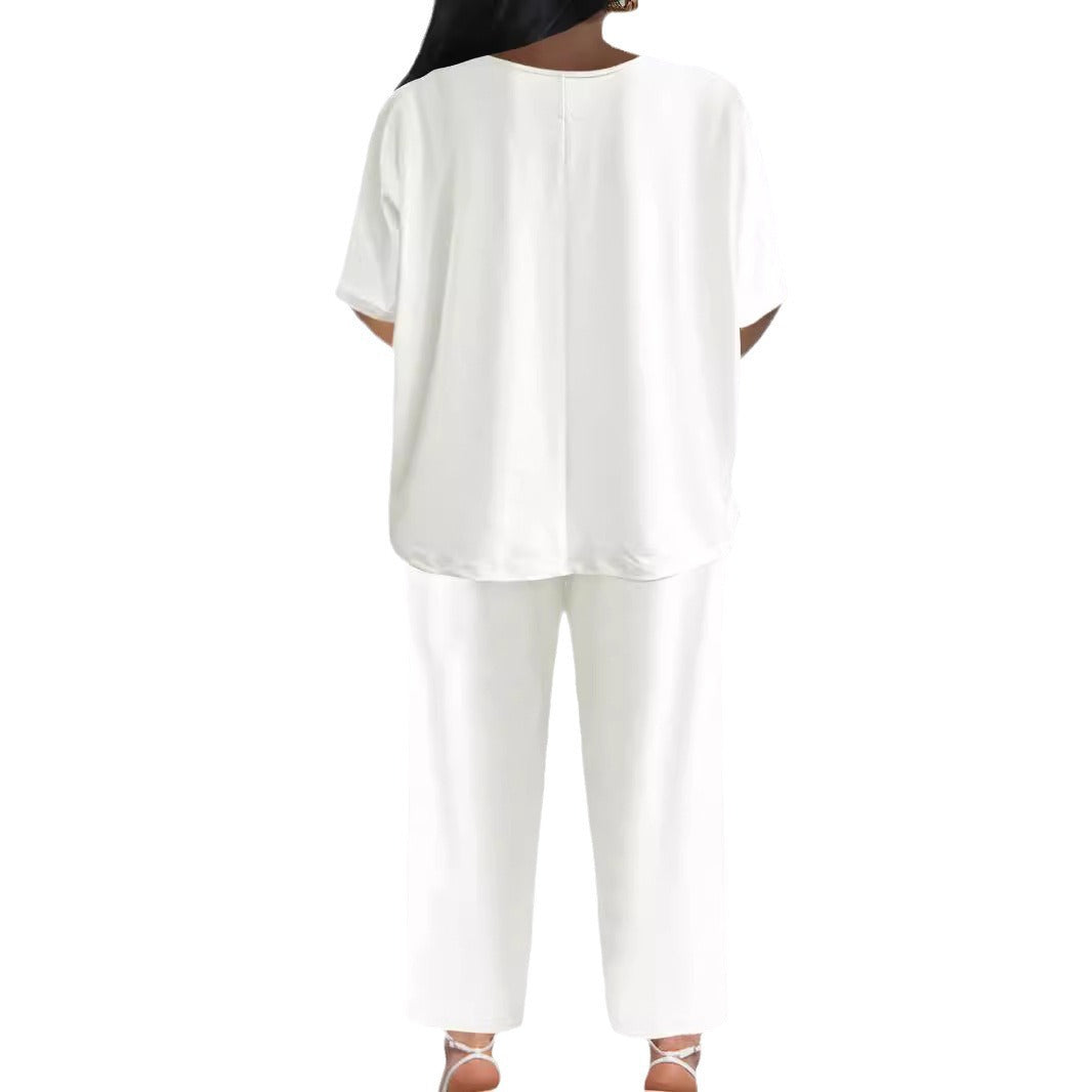 Damen eleganter Jumpsuit mit V-Ausschnitt und weitem Bein Drune