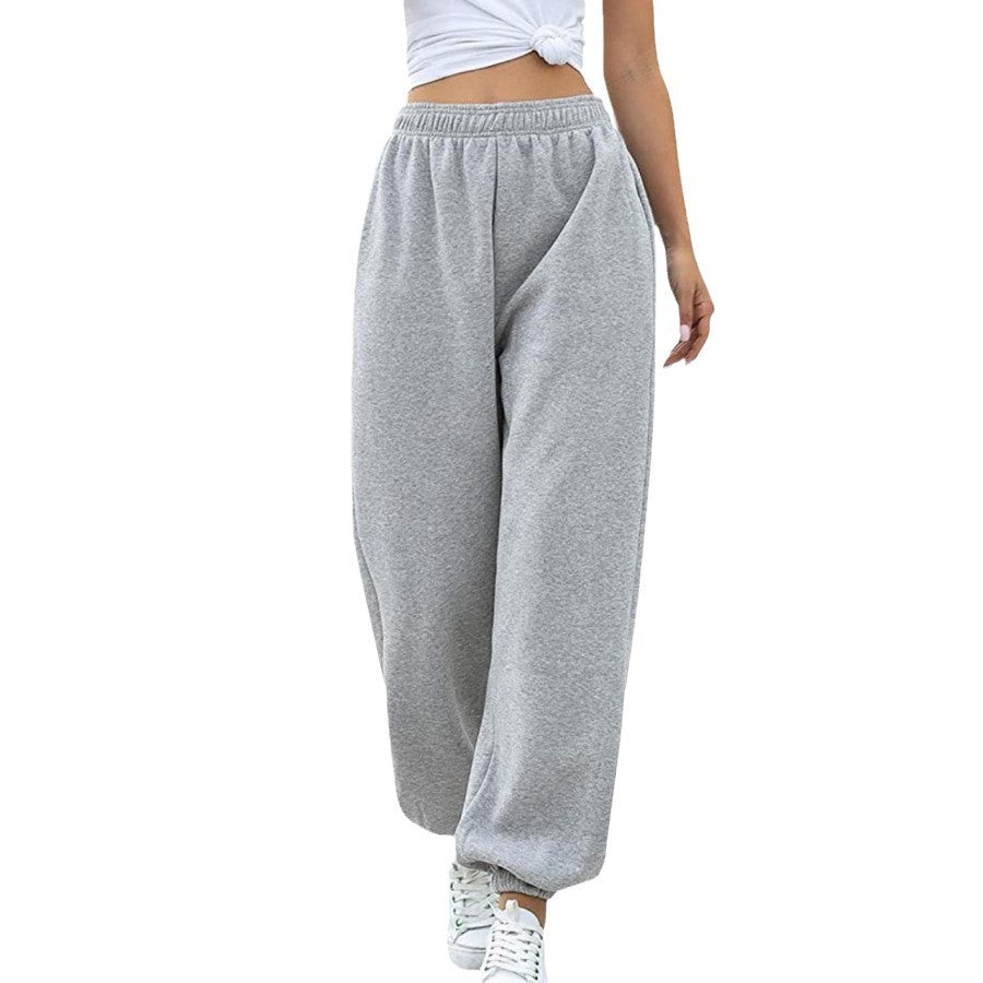 Damen nan weite High‑Waist Sweatpant mit elastischem Komfortbund, seitlichen Eingrifftaschen und gerafften Knöchelbündchen Drune