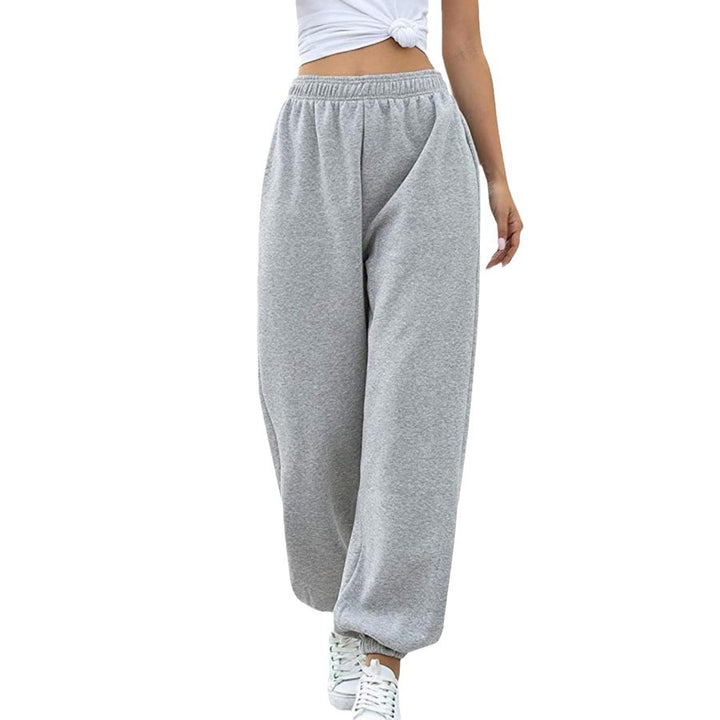 Damen nan weite High‑Waist Sweatpant mit elastischem Komfortbund, seitlichen Eingrifftaschen und gerafften Knöchelbündchen Drune