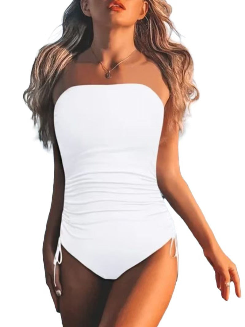 Damen Bandeau-Einteiler mit raffinierter Raffung und modischem Tiermuster Drune