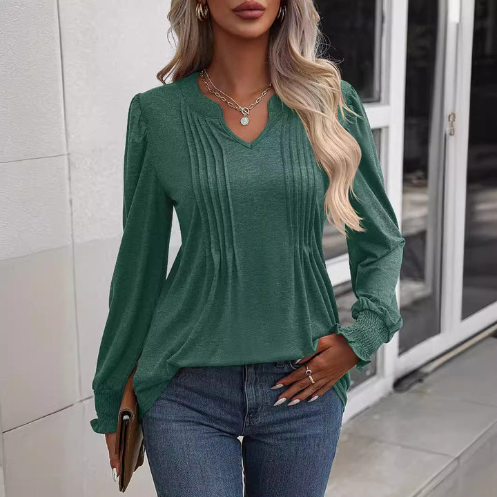 Damen Langarmshirt mit eleganter Rüsche Drune
