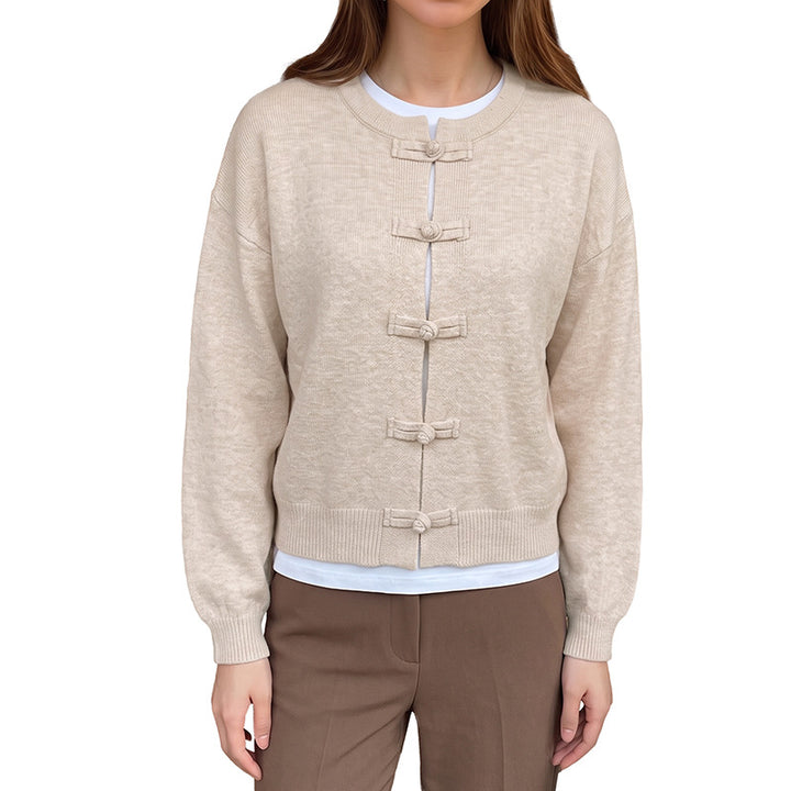 Damen Elegante Strickjacke mit Knopfdetails Drune
