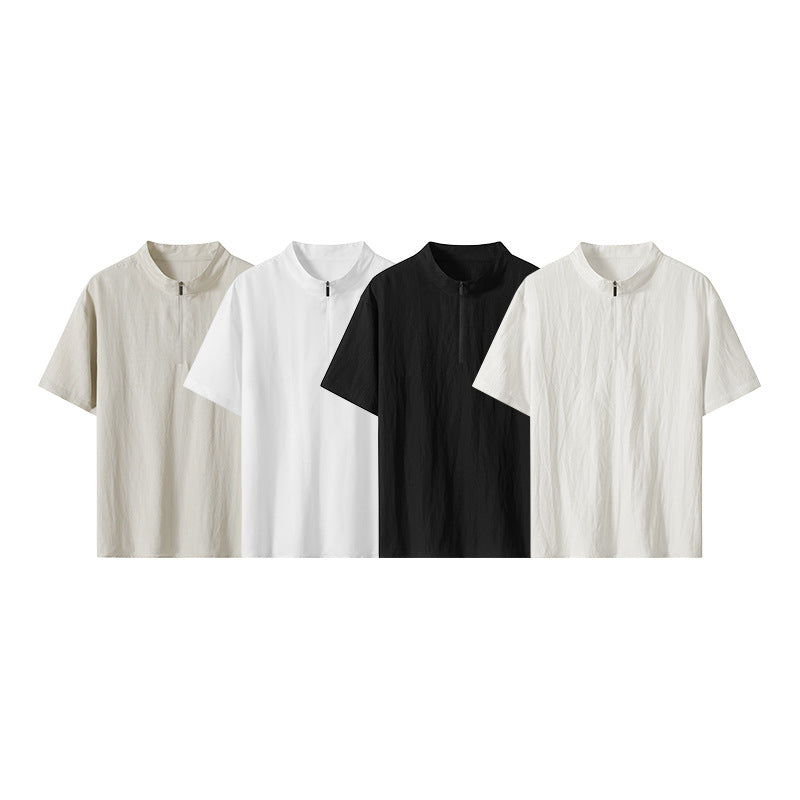 Herren Kurzarm‑Halbzip‑Shirt mit Stehkragen und Relaxed‑Fit Drune