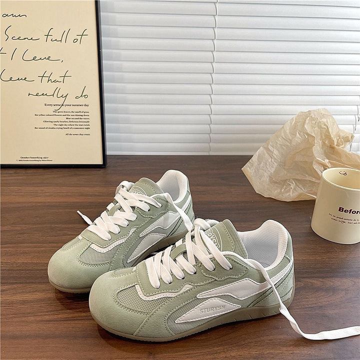 Damen Sportliche Sneaker mit weicher Veloursoberfläche und atmungsaktiver Netzstruktur Drune