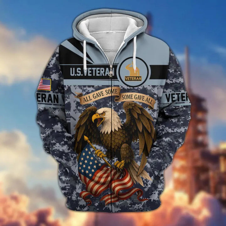 Herren Kapuzensweater mit amerikanischem Veteranenmotiv Drune