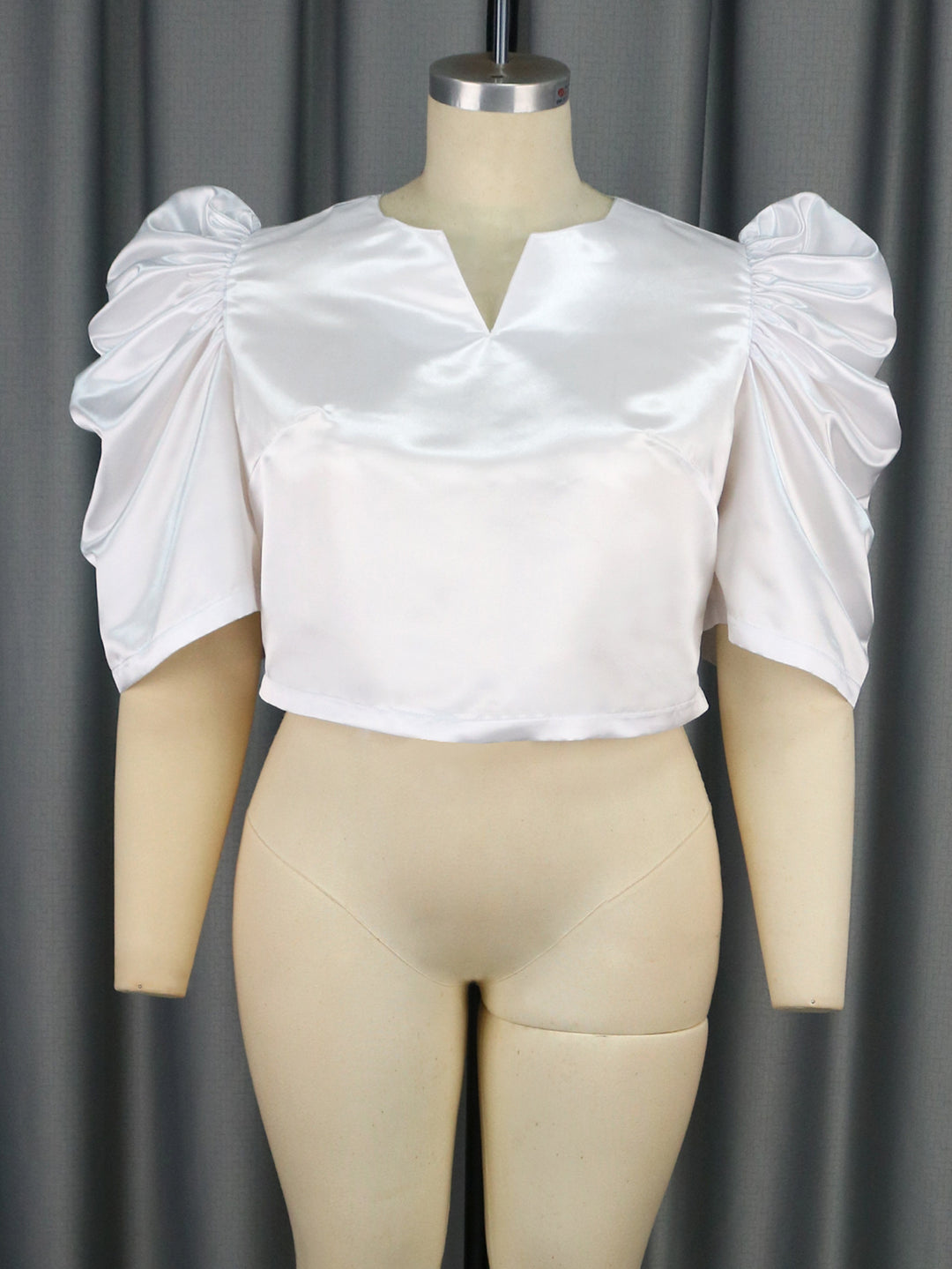 Damen Satin Bluse mit voluminösen Puffärmeln Drune