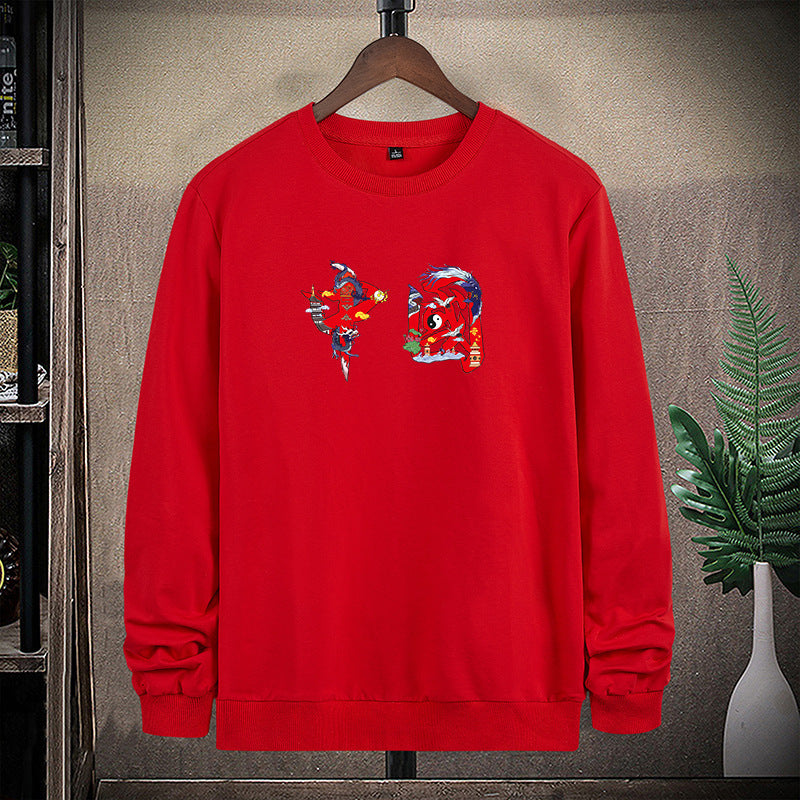 Herren Rundhals-Sweatshirt mit detailreichem Grafikprint Drune