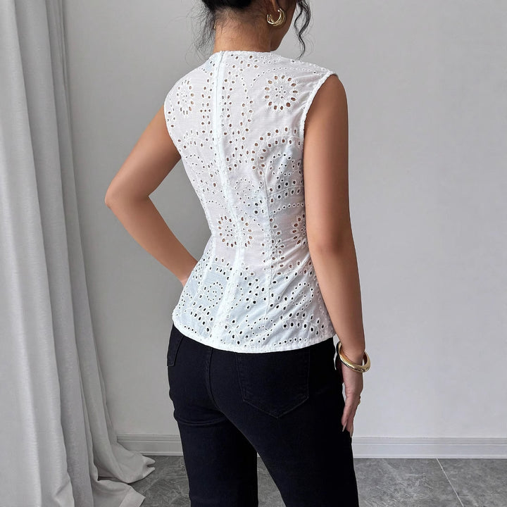 Damen Elegantes Oberteil mit Knopfdetails Drune