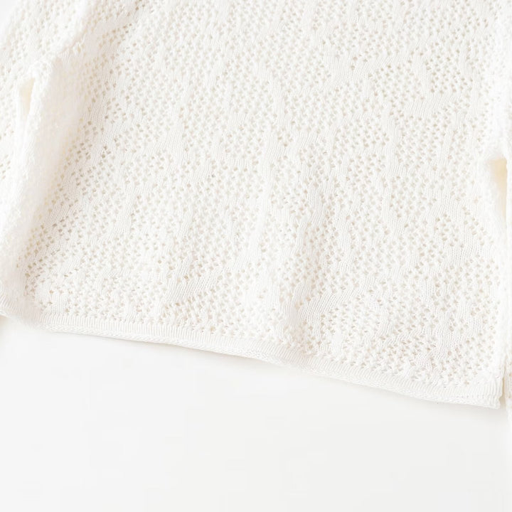 Damen gehäkeltes Cropped-Strickoberteil mit Trompetenärmeln Drune