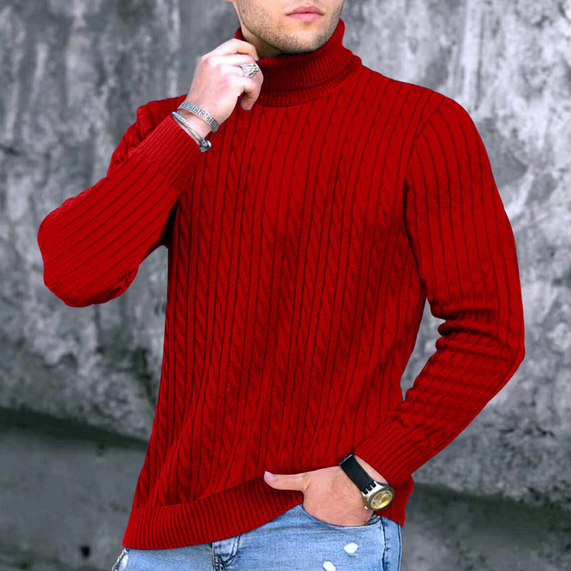 Herren eleganter Rollkragenpullover mit exquisiter Zopfmusterstruktur Drune