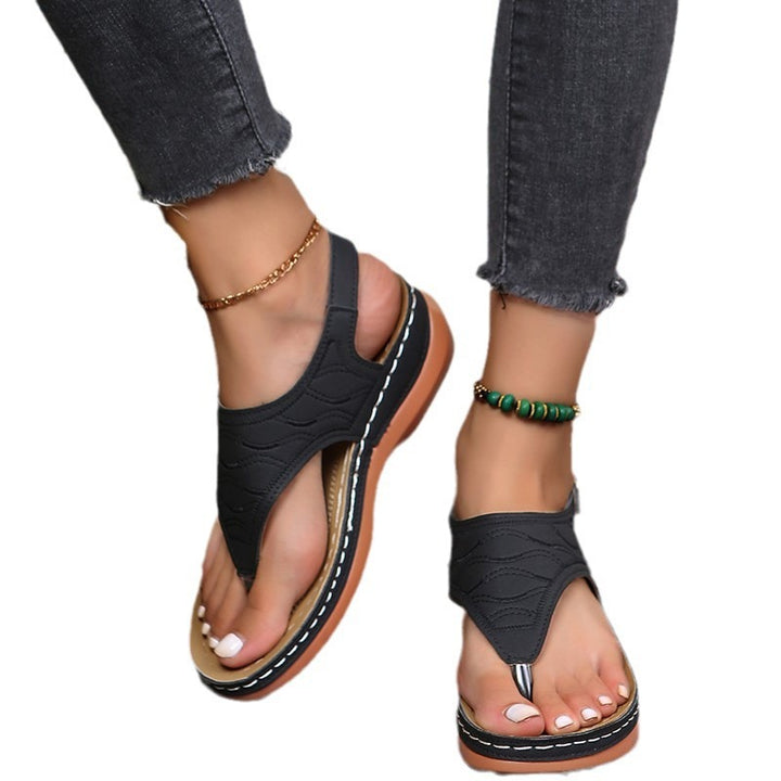 Damen Keil-Sandalette mit verstellbarem Fersenriemen und gesteppter Wildlederoptik Drune